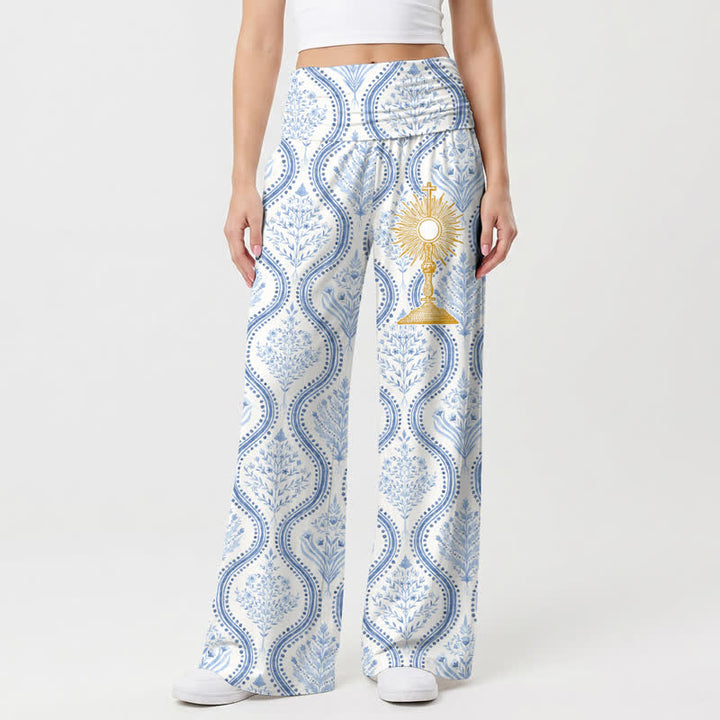 Christianartworkshop Blue Wave Print Resort Women's Wide Leg Pants - image 2