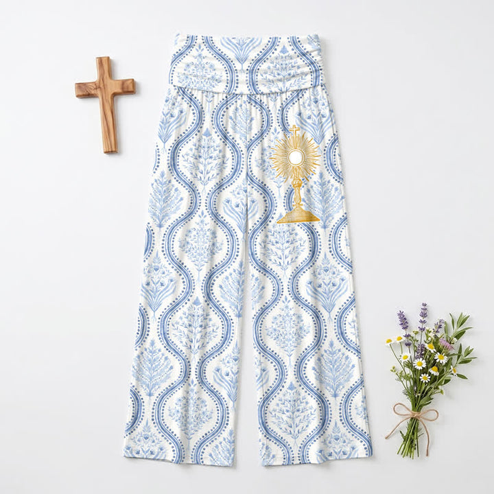 Christianartworkshop Blue Wave Print Resort Women's Wide Leg Pants - US22,UK/AU26,EU54 - image 0