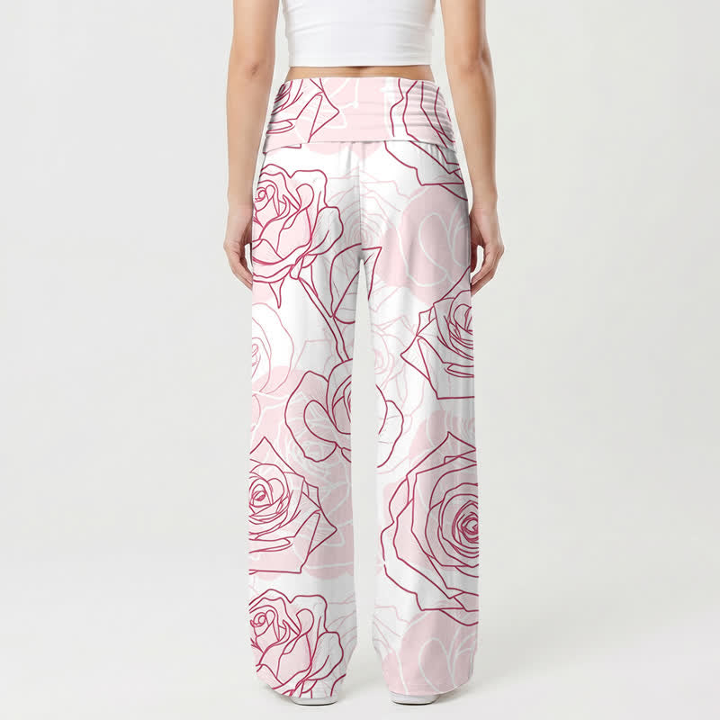 Christianartworkshop Blush Rose Heart Cross Lounge Women's Wide Leg Pants - image 1