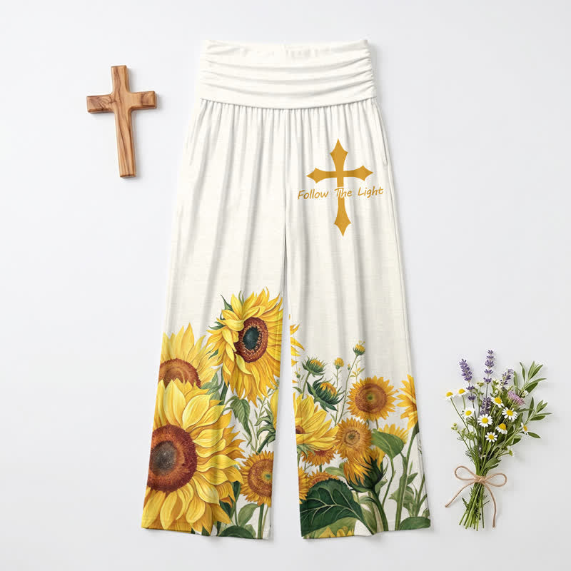 Christianartworkshop Follow The Light Sunflower Palazzo Women's Wide Leg Pants - US22,UK/AU26,EU54 - image 0