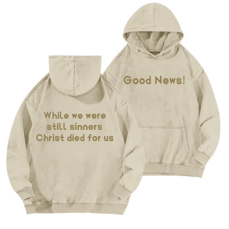 Christianartworkshop Good News Front And Verse Back Washed Hoodie - Apricot - 5XL - image 6
