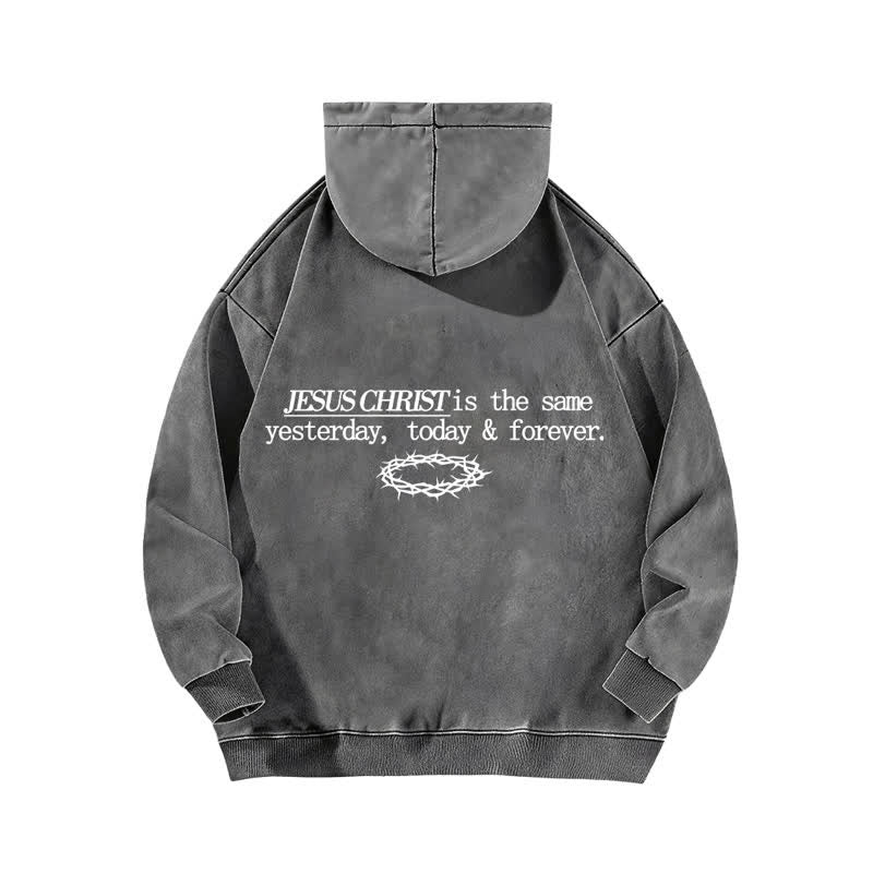 Christianartworkshop Jesus Christ Yesterday Today Forever Washed Hoodie - image 4