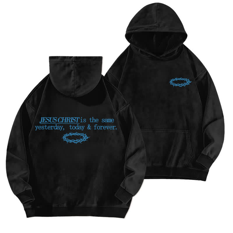 Christianartworkshop Jesus Christ Yesterday Today Forever Washed Hoodie - Black - 5XL - image 0