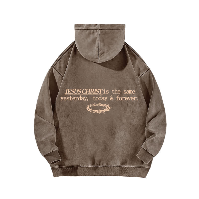 Christianartworkshop Jesus Christ Yesterday Today Forever Washed Hoodie - image 10
