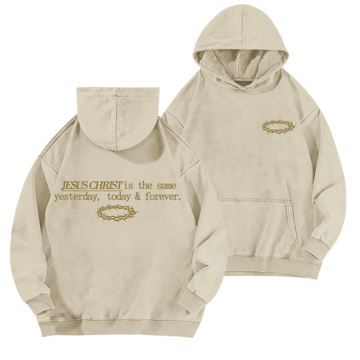 Christianartworkshop Jesus Christ Yesterday Today Forever Washed Hoodie - Apricot - 5XL - image 6