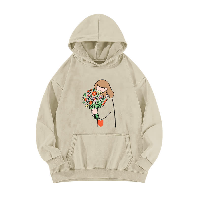 Christianartworkshop Bloom Girl Vintage Wash Fleece Pullover Washed Hoodie - Apricot - 5XL - image 0