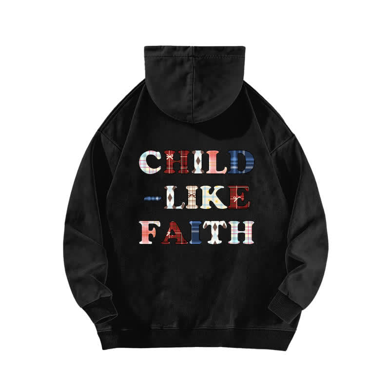 Christianartworkshop Child Like Faith Plaid Letter Front Back Washed Hoodie - image 1