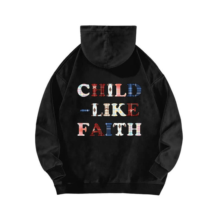 Christianartworkshop Child Like Faith Plaid Letter Front Back Washed Hoodie - image 1