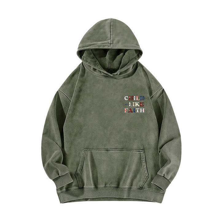 Christianartworkshop Child Like Faith Plaid Letter Front Back Washed Hoodie - image 8