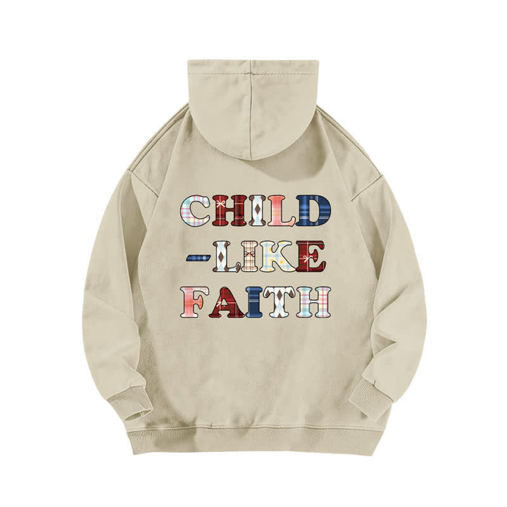 Christianartworkshop Child Like Faith Plaid Letter Front Back Washed Hoodie - image 4