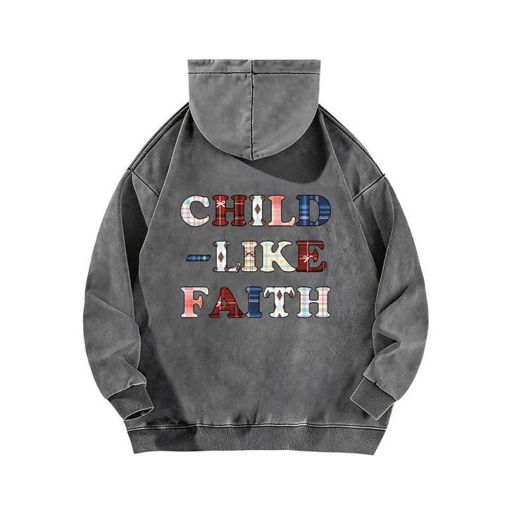 Christianartworkshop Child Like Faith Plaid Letter Front Back Washed Hoodie - image 10