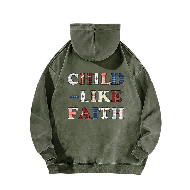 Christianartworkshop Child Like Faith Plaid Letter Front Back Washed Hoodie - image 7