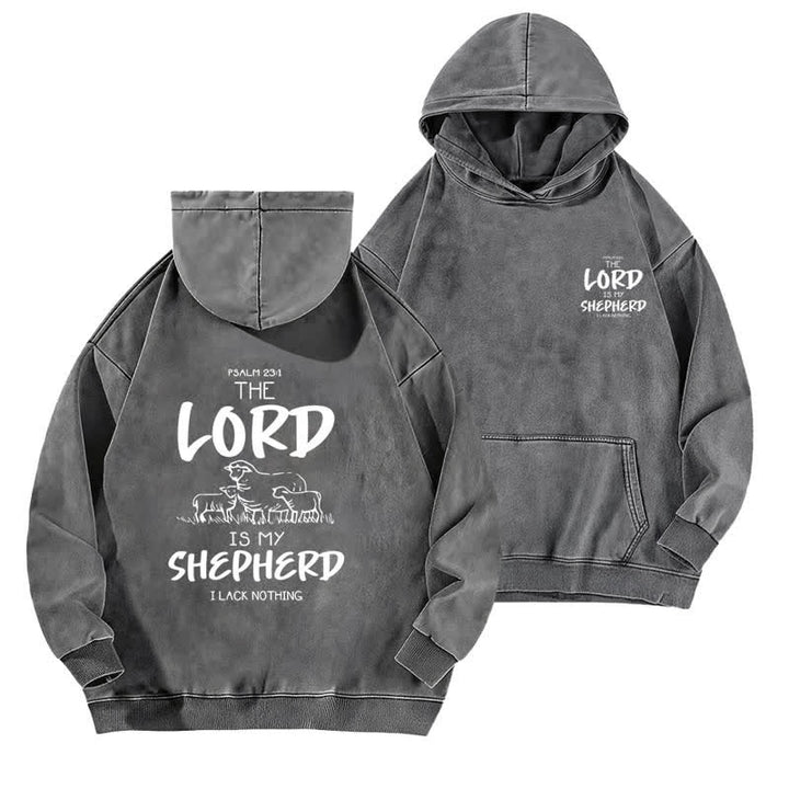 Christianartworkshop Psalm 23 Shepherd Fleece Washed Hoodie - Grey - 5XL - image 9