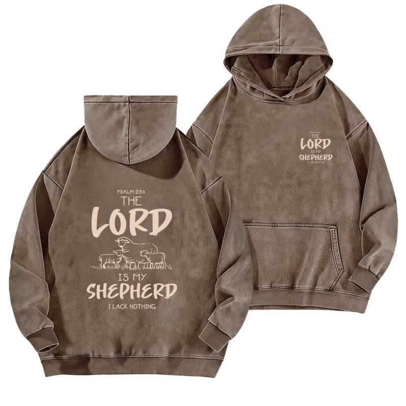 Christianartworkshop Psalm 23 Shepherd Fleece Washed Hoodie - Coffee - 5XL - image 12