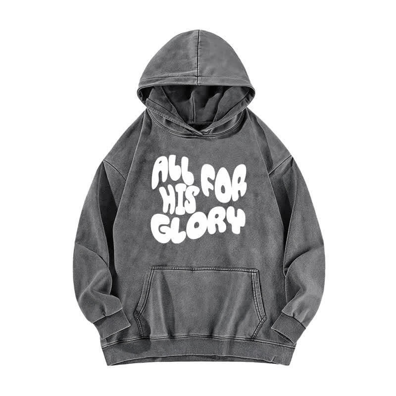 Christianartworkshop All For His Glory Oversized Vintage Washed Hoodie - Grey - 5XL - image 1
