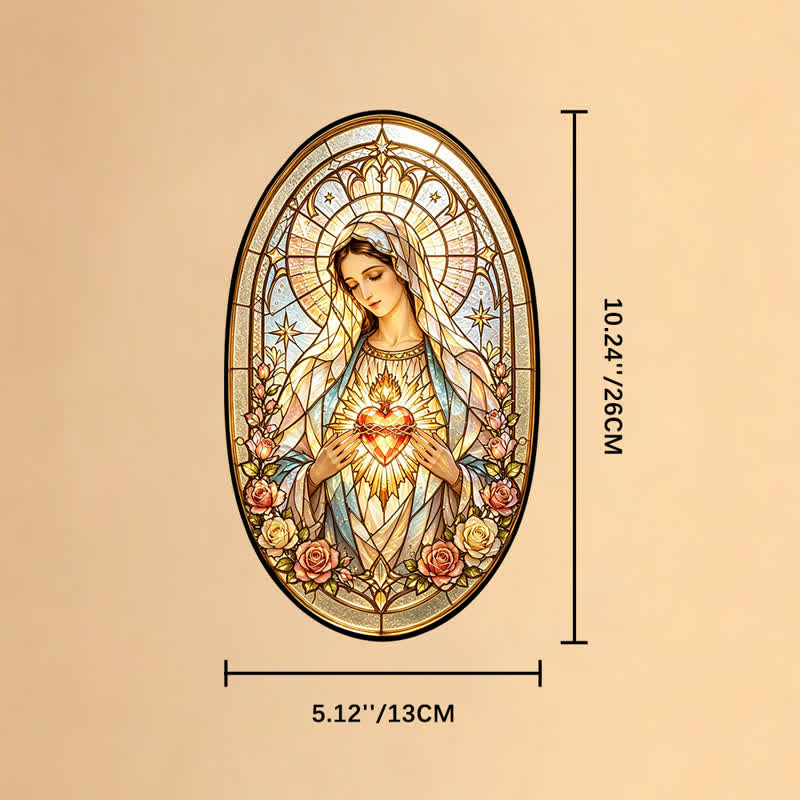 Christianartworkshop Floral Framed Our Lady Window Suncatcher: Beacon of Timeless Heavenly Grace - Our Lady - image 7