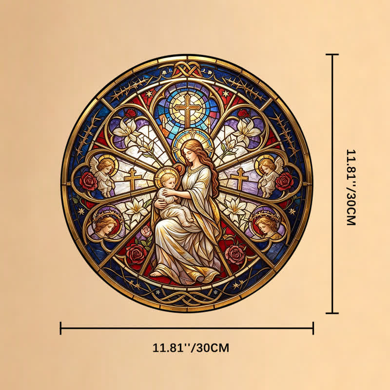 Christianartworkshop Floral Holy Symbol Nativity Glass Suncatcher: Emblem of Gentle Heavenly Comfort - 11.81''*11.81''/30*30cm - image 10