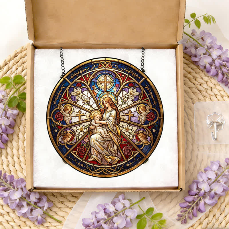 Christianartworkshop Floral Holy Symbol Nativity Glass Suncatcher: Emblem of Gentle Heavenly Comfort - image 11