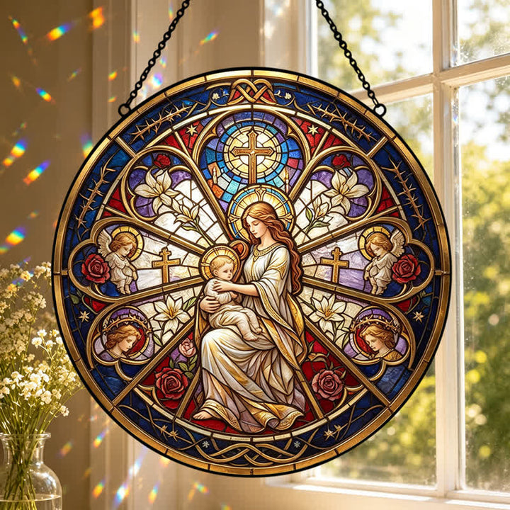 Christianartworkshop Floral Holy Symbol Nativity Glass Suncatcher: Emblem of Gentle Heavenly Comfort - image 6