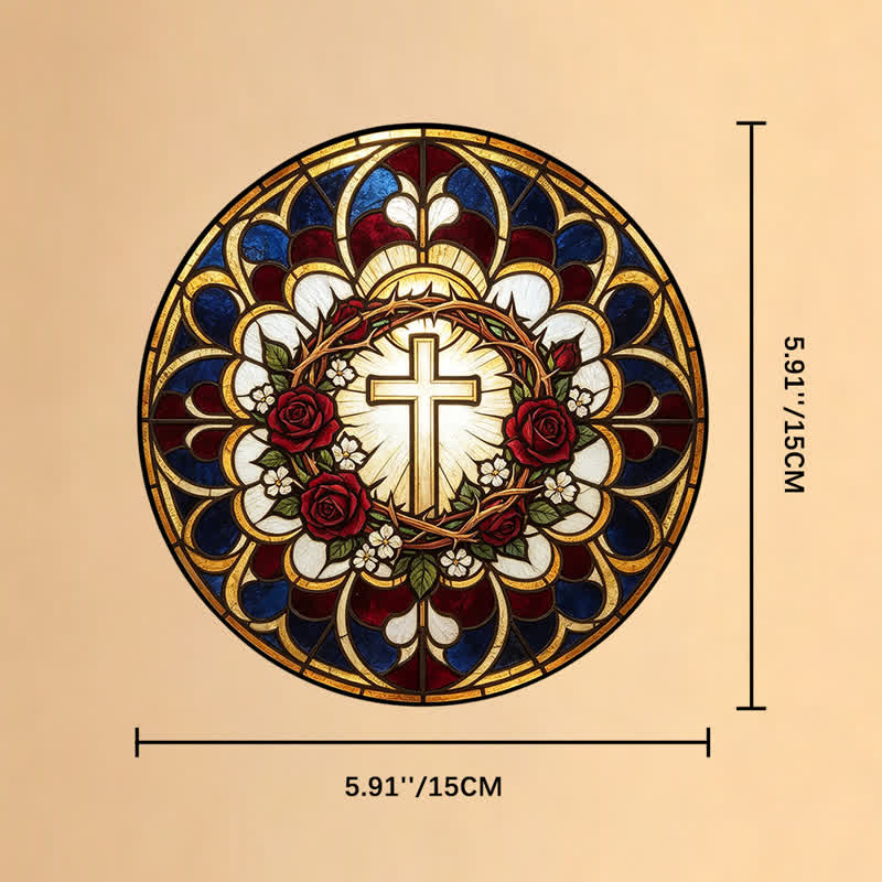 Christianartworkshop Radiant Halo Cross Stained Glass Suncatcher: Emblem of Pure Heavenly Radiance - 5.91''*5.91''/15*15cm - image 7