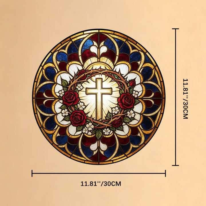 Christianartworkshop Radiant Halo Cross Stained Glass Suncatcher: Emblem of Pure Heavenly Radiance - 11.81''*11.81''/30*30cm - image 10