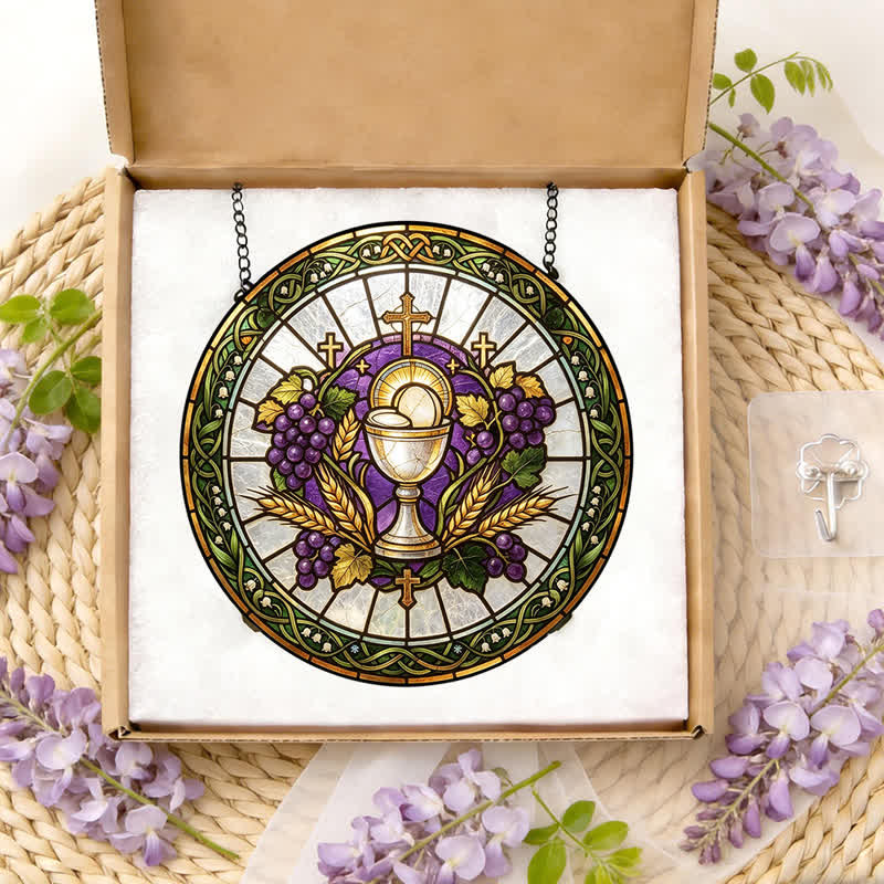 Christianartworkshop Radiant Holy Chalice Stained Glass Suncatcher: Emblem of Pure Heavenly Grace - image 11