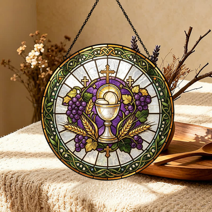 Christianartworkshop Radiant Holy Chalice Stained Glass Suncatcher: Emblem of Pure Heavenly Grace - image 2