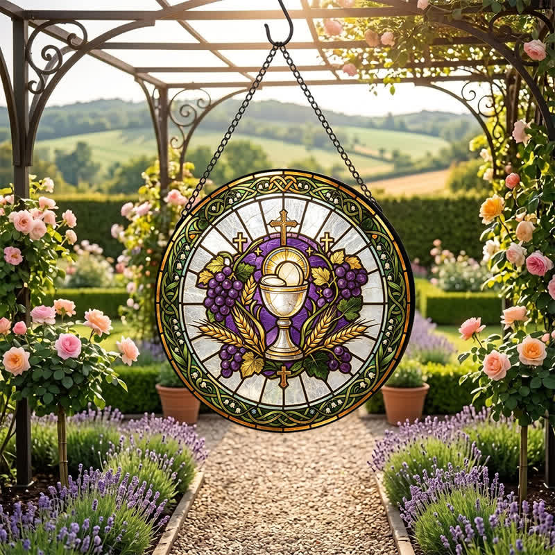 Christianartworkshop Radiant Holy Chalice Stained Glass Suncatcher: Emblem of Pure Heavenly Grace - image 5