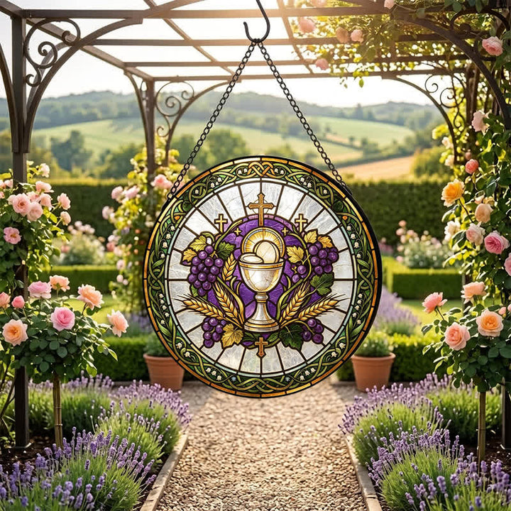 Christianartworkshop Radiant Holy Chalice Stained Glass Suncatcher: Emblem of Pure Heavenly Grace - image 5
