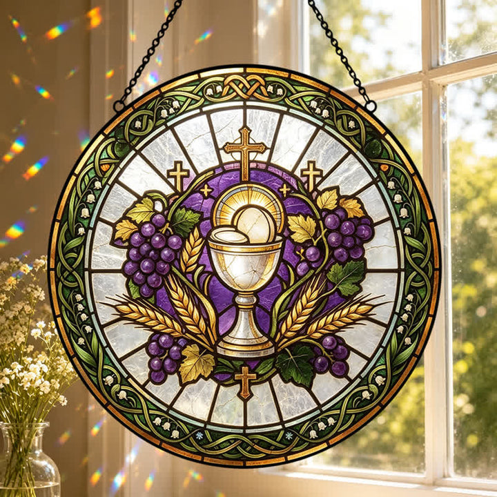 Christianartworkshop Radiant Holy Chalice Stained Glass Suncatcher: Emblem of Pure Heavenly Grace - image 3