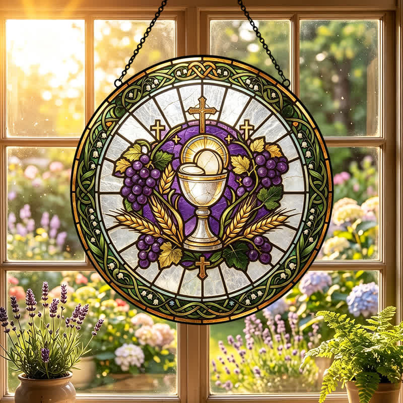 Christianartworkshop Radiant Holy Chalice Stained Glass Suncatcher: Emblem of Pure Heavenly Grace - image 6