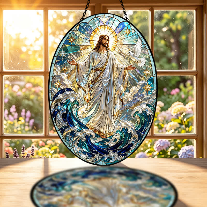 Christianartworkshop Decorative Hanging Jesus Sacred Suncatcher: Carrier of Quiet Devotion - image 3