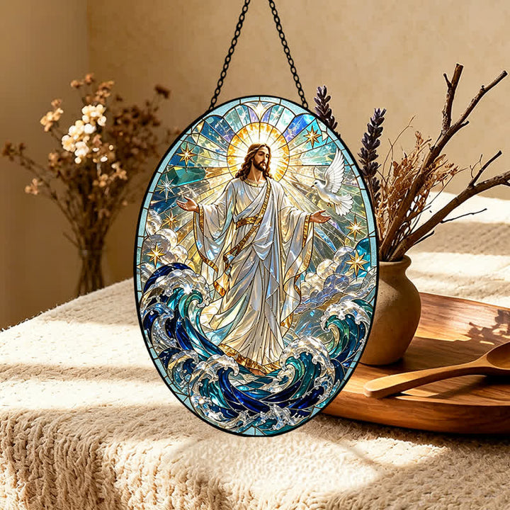 Christianartworkshop Decorative Hanging Jesus Sacred Suncatcher: Carrier of Quiet Devotion - image 4