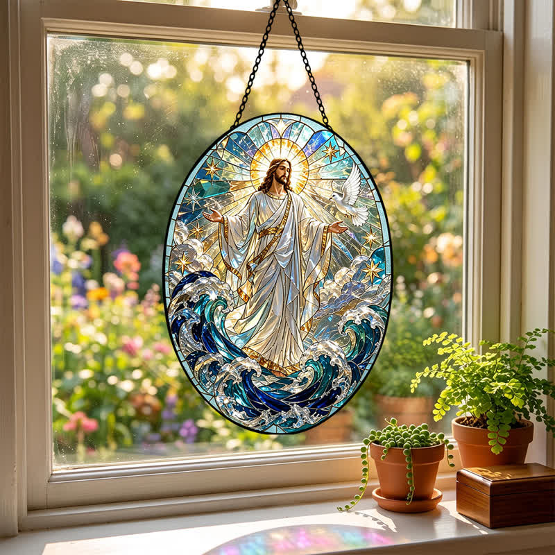 Christianartworkshop Decorative Hanging Jesus Sacred Suncatcher: Carrier of Quiet Devotion - image 2