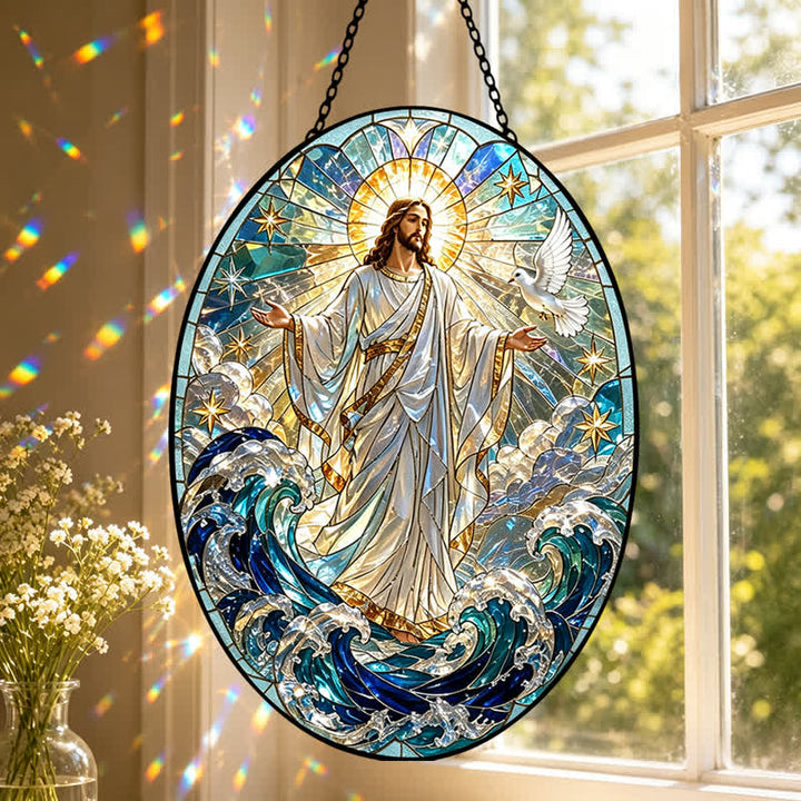 Christianartworkshop Decorative Hanging Jesus Sacred Suncatcher: Carrier of Quiet Devotion - image 4