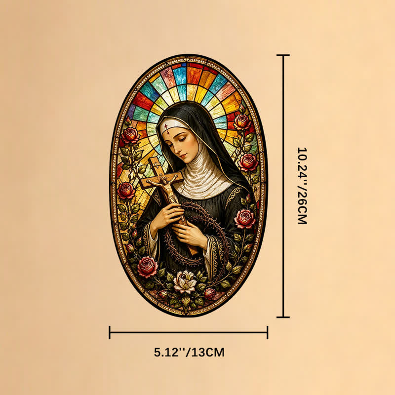 Christianartworkshop Decorative Hanging Our Lady Sacred Suncatcher: Carrier of Quiet Devotion - Our Lady & Crucifix - image 7