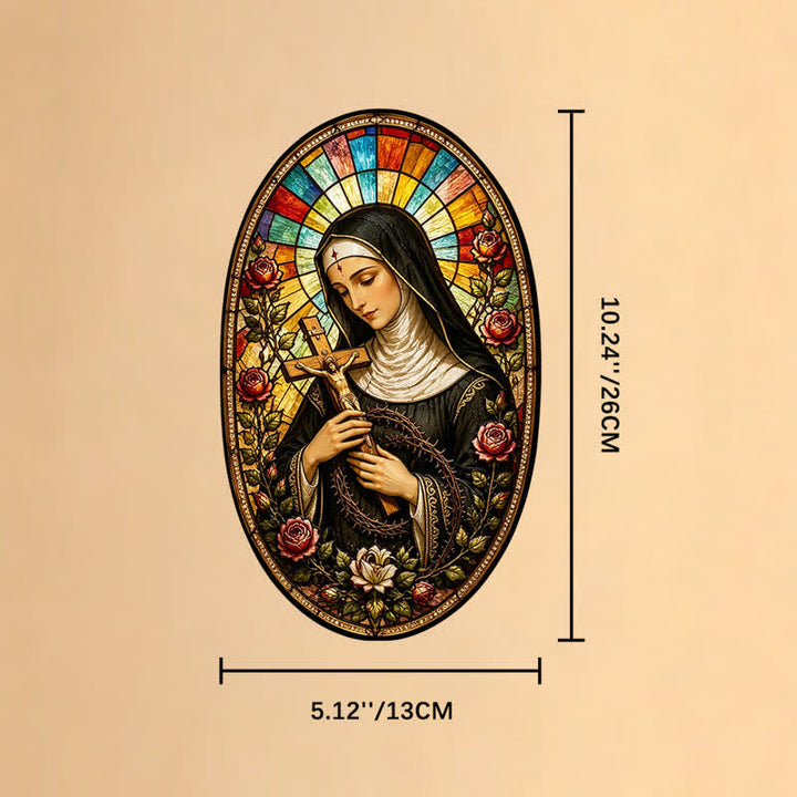 Christianartworkshop Decorative Hanging Our Lady Sacred Suncatcher: Carrier of Quiet Devotion - Our Lady & Crucifix - image 7