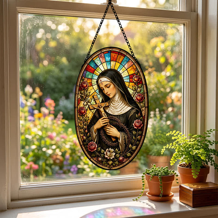 Christianartworkshop Decorative Hanging Our Lady Sacred Suncatcher: Carrier of Quiet Devotion - image 2