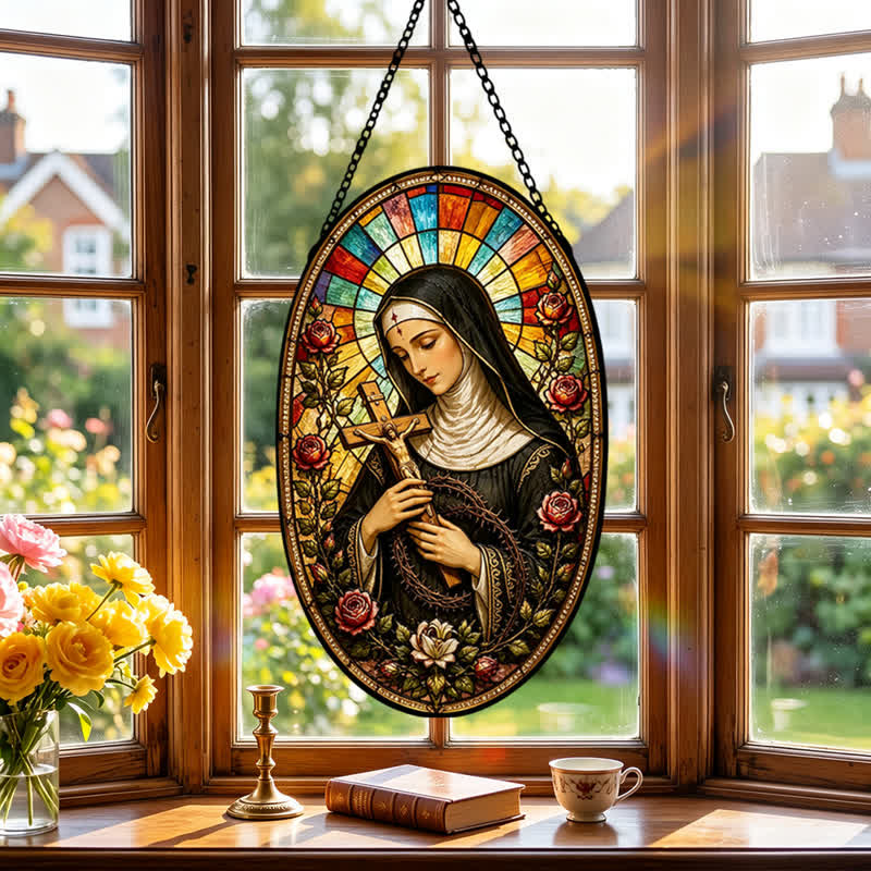 Christianartworkshop Decorative Hanging Our Lady Sacred Suncatcher: Carrier of Quiet Devotion - image 3