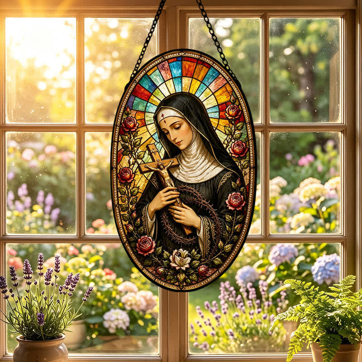Christianartworkshop Decorative Hanging Our Lady Sacred Suncatcher: Carrier of Quiet Devotion - image 4