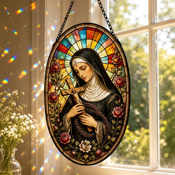 Christianartworkshop Decorative Hanging Our Lady Sacred Suncatcher: Carrier of Quiet Devotion - image 0