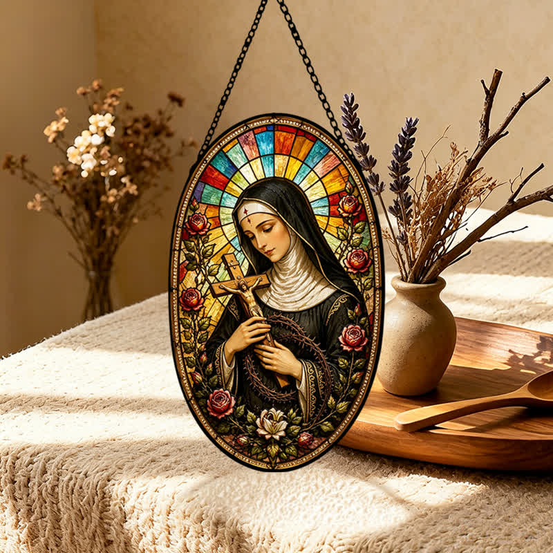 Christianartworkshop Decorative Hanging Our Lady Sacred Suncatcher: Carrier of Quiet Devotion - image 5