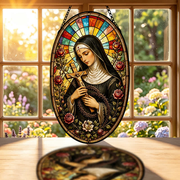 Christianartworkshop Decorative Hanging Our Lady Sacred Suncatcher: Carrier of Quiet Devotion - image 1