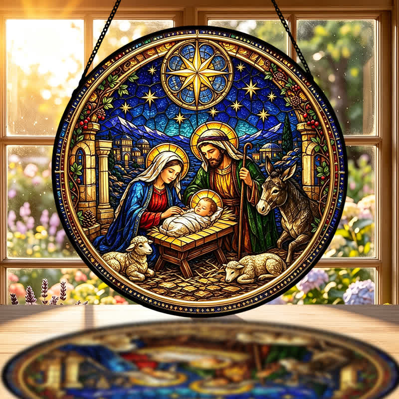 Christianartworkshop Star of Bethlehem Nativity Glass Suncatcher: Emblem of Gentle Divine Promise - image 1