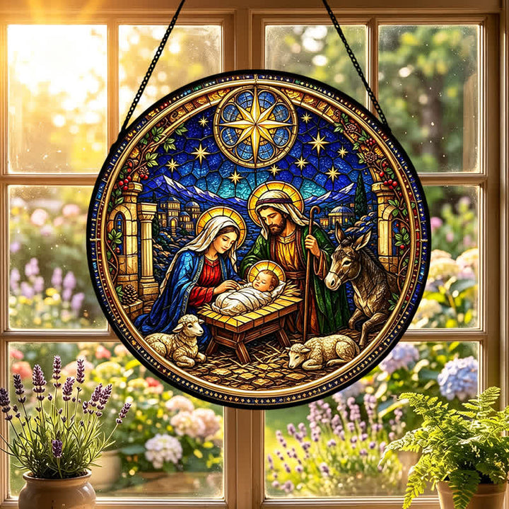 Christianartworkshop Star of Bethlehem Nativity Glass Suncatcher: Emblem of Gentle Divine Promise - image 0