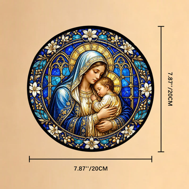 Christianartworkshop Ornate Circular Glass Nativity Suncatcher: Emblem of Serene Divine Tenderness - 7.87''*7.87''/20*20cm - image 8