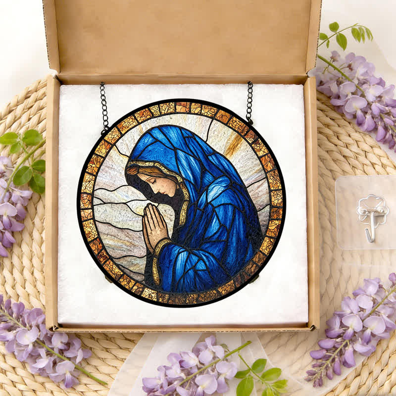 Christianartworkshop Praying Our Lady Stained Glass Suncatcher: Emblem of Pure Heavenly Grace - image 11