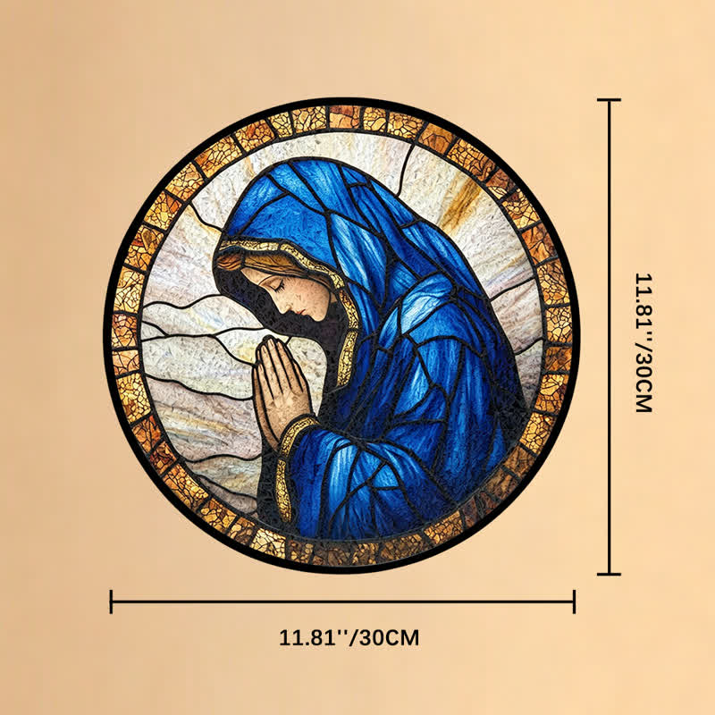 Christianartworkshop Praying Our Lady Stained Glass Suncatcher: Emblem of Pure Heavenly Grace - 11.81''*11.81''/30*30cm - image 10