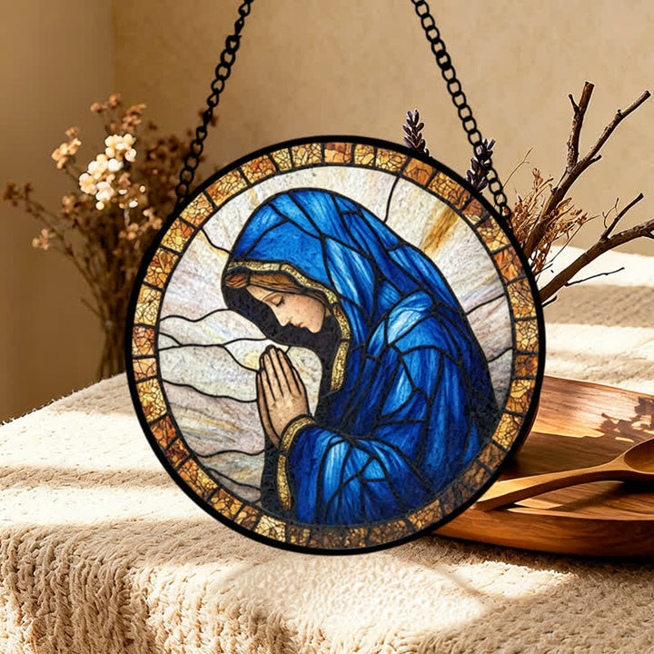 Christianartworkshop Praying Our Lady Stained Glass Suncatcher: Emblem of Pure Heavenly Grace - image 2