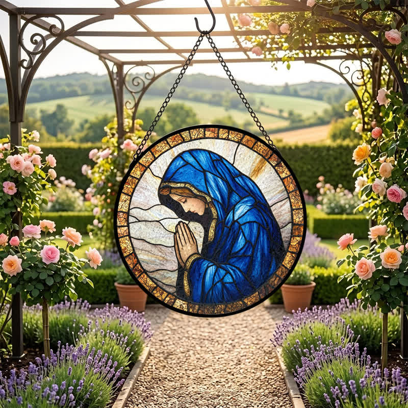 Christianartworkshop Praying Our Lady Stained Glass Suncatcher: Emblem of Pure Heavenly Grace - image 5